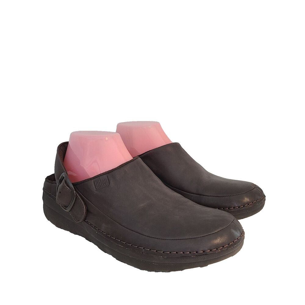FitFlop Gogh Pro Superlight Leather Slingback Strap Clogs Womens 9 Brown Granola